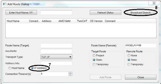 Advanced system characteristics Before starting the search for more target systems, set the IP address as Address Info