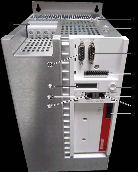 Product overview 6.6 Image showing AX5160 - AX5172 The servo drive shown below is a AX5172; the AX5160 is identical. Item descriptions: No. Name No.