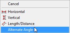 to select second entity Right click, select Alternate Angle to