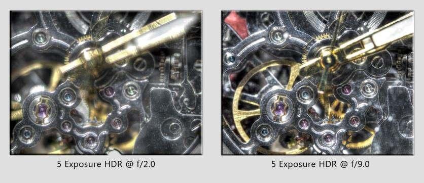 Figure 8. Example of different Apertures and HDR.