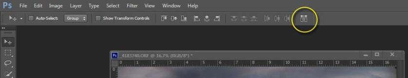 * Look at the toolbar at the top of Photoshop and select the icon that looks like a mirror image of two boxes,
