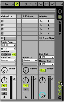 Open or create a new Live Set and make the following settings Click the Session View Selector to switch to the