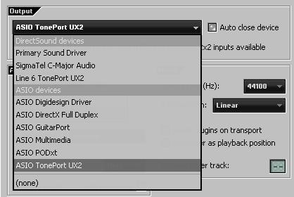 Output menu Close the dialog when done Setting up an audio clip to record from your Line