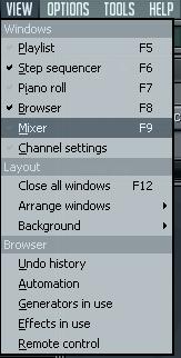 Go to the View menu and select Mixer Select the Insert you want to record into.