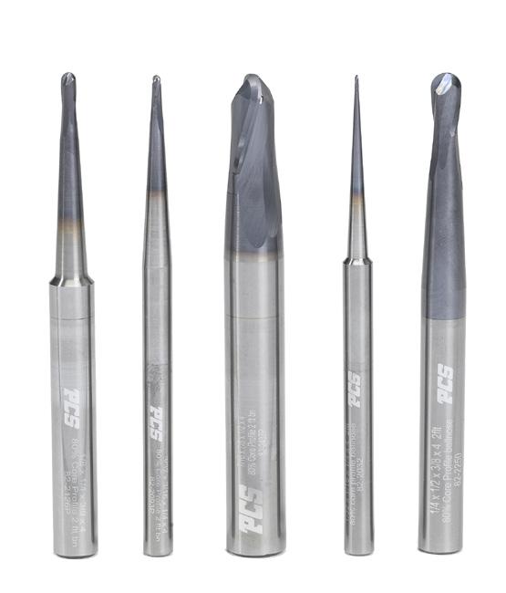 P5 80% Core 2 Flute Coated End Mills - Ball Nose Profile AlTiN Coated for longer tool life Eliminates rough finish commonly left by typical 4 flute tools Larger shank with 3 draft angles, gives extra