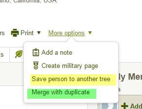 More Options Save person to another tree Even if this