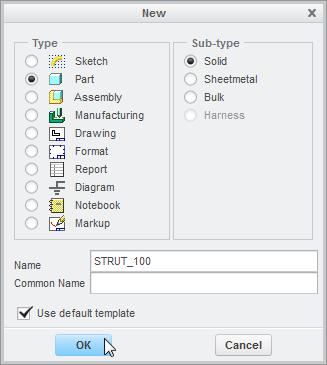 Step 1: Set working directory and create a new part. If you just completed Module 1 and have not exited from Creo Parametric, you should skip tasks 1 and 2.