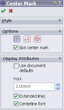 Centre Marks must be added to all the circles in the various views Choose Center Mark Toolbar.