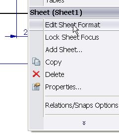 Editing the title block Right click on a clear area of the drawing sheet Select