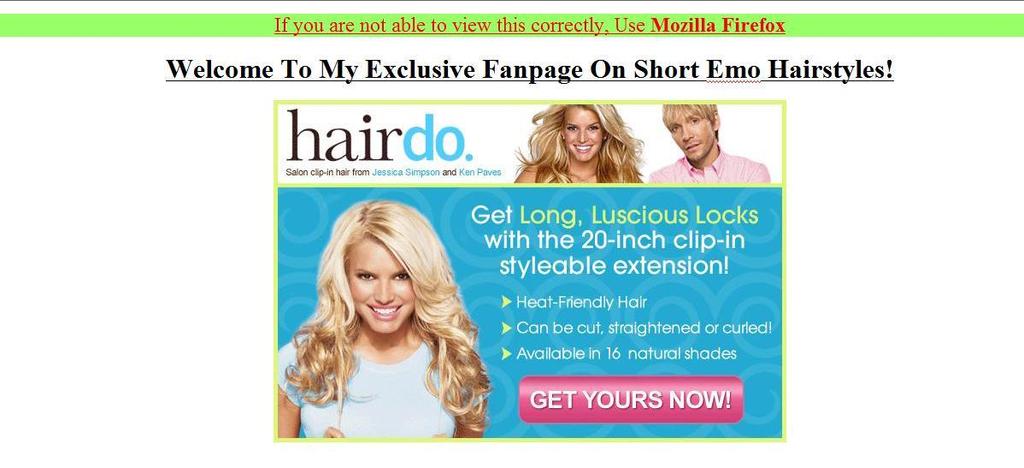 So for example, here is a US CPA offer on hair extensions that I have decided to add to my Fanpage landing page. You can also embed Youtube videos to your landing page.