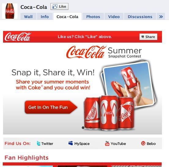 Coca Cola Coca Cola has a very attractive landing page.