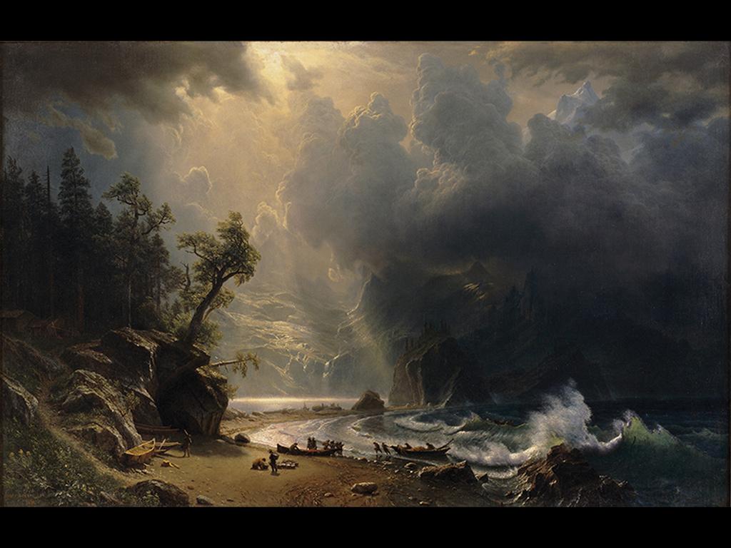 Albert Bierstadt, Puget Sound on the Pacific Coast. 1870. Oil on canvas, 4' 4-1/2" 6' 10". Seattle Art Museum.