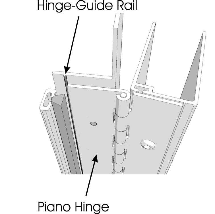 Step 4: Cut Side Expander/Piano Hinges Mark both side expander/piano hinge assembly using your opening height from Step 1, MINUS 2-1/4 to accommodate Adjustable Bug Sweep.