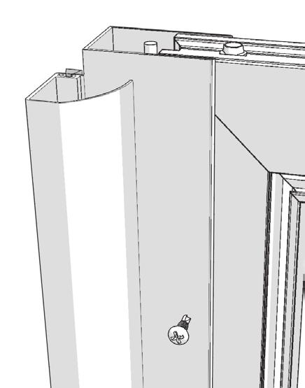 7D: Slide the Astragal onto the stationary door, flush with the top of the door frame. Close the active door and adjust the Astragal to create 3/16 reveal (7D).