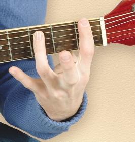 our index finger only needs to hold down the st, nd, rd and th strings, since your ring finger always plays the th string. If you have large hands, you may want to try this modification.