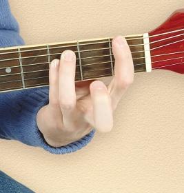 On an acoustic guitar, playing the m barre chord at the twelfth fret is almost impossible. Instead, you should play the m open-position chord.