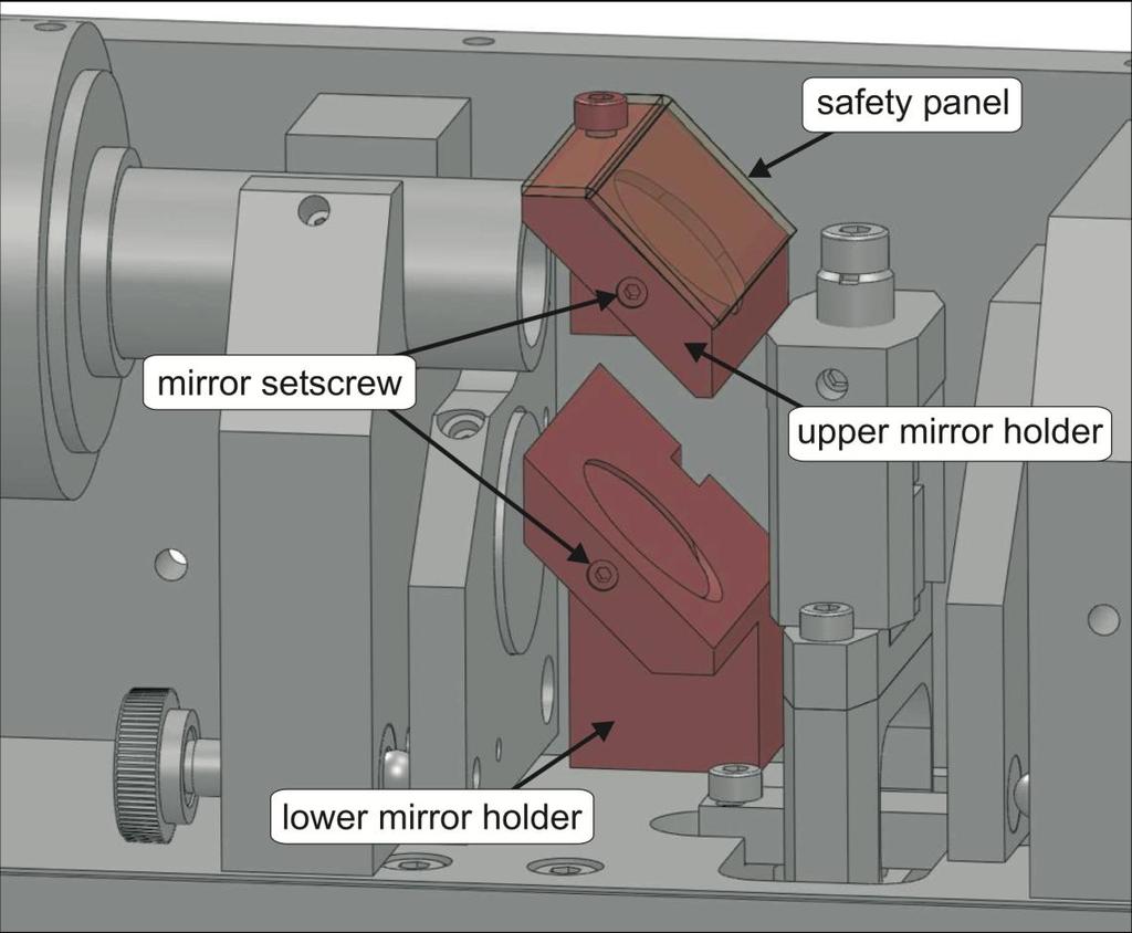 6.4 Adjustable periscope mirrors Figure 7(a) shows a drawing of the adjustable periscope mirror holders in the versascan.