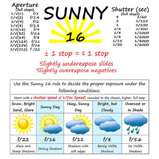 Aperture & stop Worksheet 11 Name: Sunny 16 Rule 1/ @ 16 on a sunny day between 9 a.m. and 3 p.m. (3 hrs.