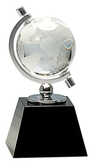 2-1/2 Dia. Plate Size:1-7/8 x 1-7/8 CRY315 6 Crystal Spinning Globe on a Black Base Wt.3.1 lb Clear Globe approx. 2-1/2 Dia.