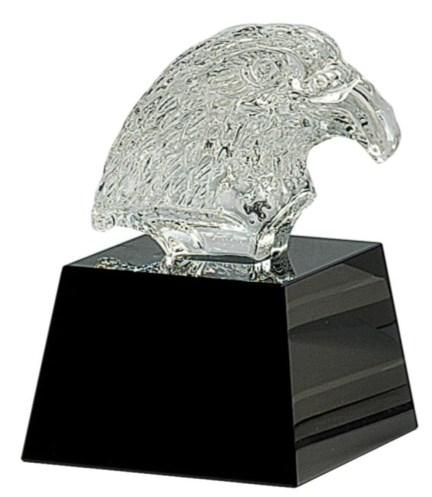 Weight: 18.7 lbs. CRY045 7-1/2 Crystal Carved Eagle on a Black Crystal Base. Base is 1-1/2 (H) x 3-1/4 (W) x 2-1/2 (D).