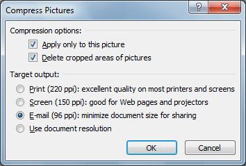 In addition, cropped areas of pictures are saved with the presentation by default, which can add to the file size.