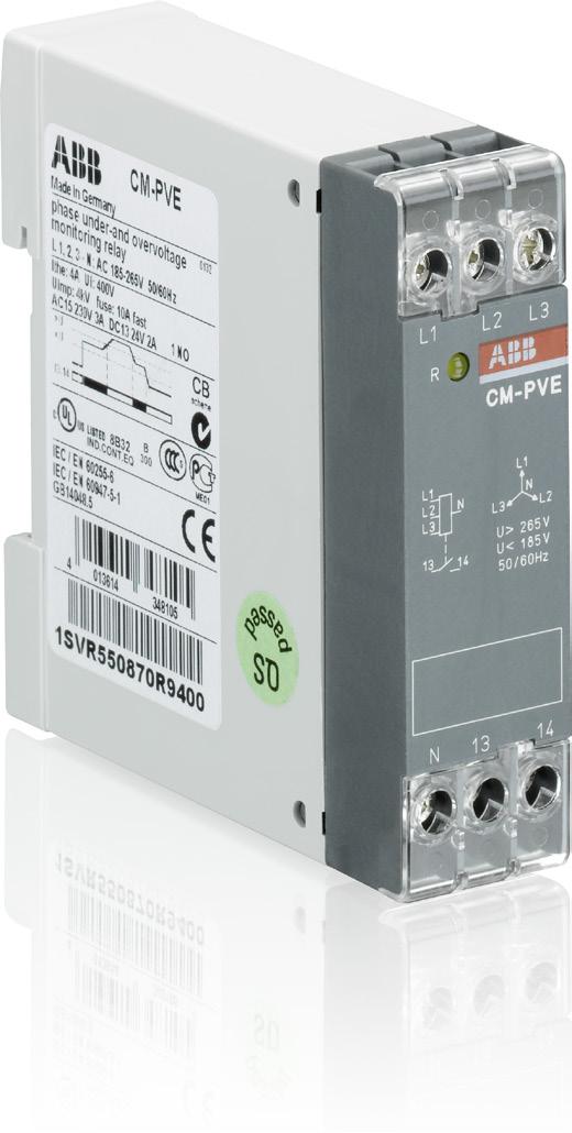 Data sheet Three-phase monitoring relay CM-PVE The three-phase monitoring relay CM-PVE monitors the phase parameter phase failure as well as over- and undervoltage in three-phase mains.