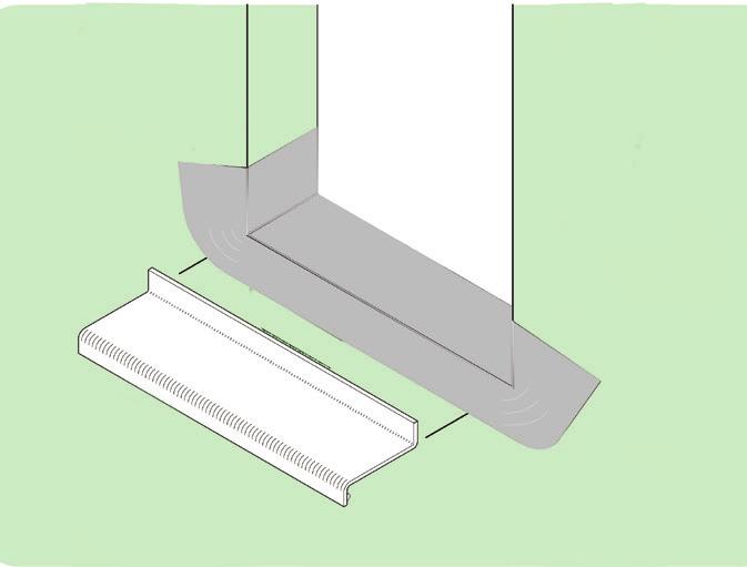 15b. Optional Sill Flashing Method No. 2 - Sloped Sill Install a sloped sill directly over the building wrap at the sill and then install the stretchable flashing, e.g. Kingspan GreenGuard as described in Method 1 (see Figure 19).