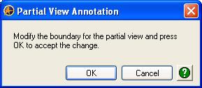 To change the partial view area size: 1. Choose the Select tool from the View toolbar if it is not already selected. 2. Move the mouse pointer over the partial view area dashed outline. 3.