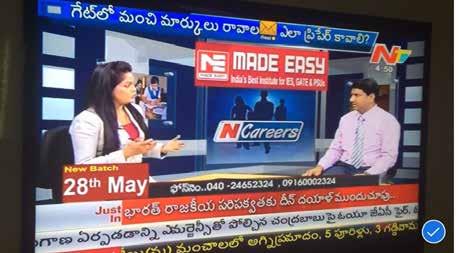 The interview was telecasted on TV9 and NTV and was widely appreciated as thousands of students got benefitted from that.