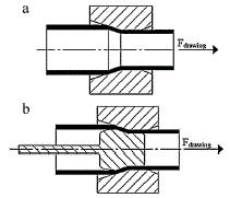 There are three basic types of tube drawing processes consist of tube sinking, plug drawing (fixed plug and floating plug) and moving mandrel drawing which are shown in Figu