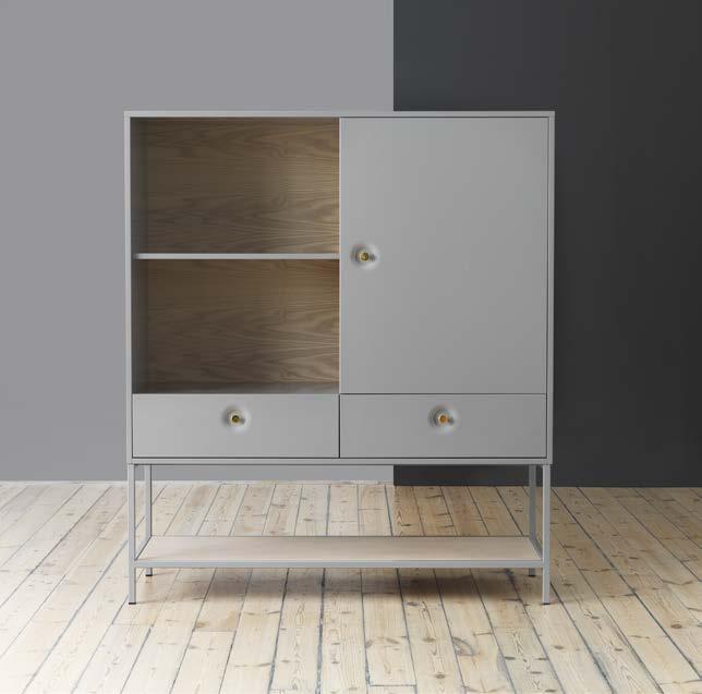 Viti Design Stina Sandwall khaki NCS S4502-Y white NCS S0500-N Viti a new storage including a cabinet and a sideboard.