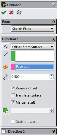 Select a surface to offset from & enter a distance.