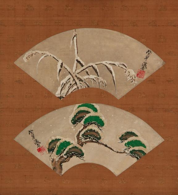 Kenzan ( 尾形乾山 ). Snow-laden grasses and snow-laden pine branches, 18 th century, Ogata Kenzan, (Japanese, 1663-1743), Edo Period. Freer Gallery of Art, Smithsonian Institution, F1897.