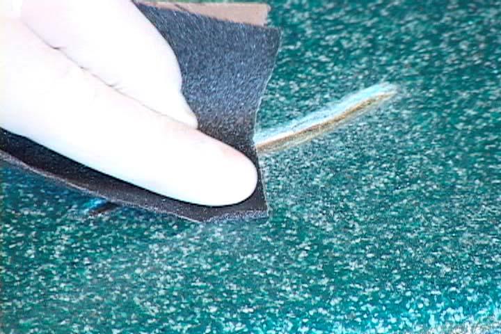 2) Remove all loose fragments from the edge by sanding with 100 grit wet or dry sandpaper.