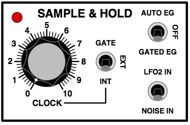 Grp A Synthesizer Manuale Utente Section SAMPLE & HOLD Selector LFO IN/NOISE IN You can choose between: LFO IN signal previously selected with control LFO MOD SOURCE.