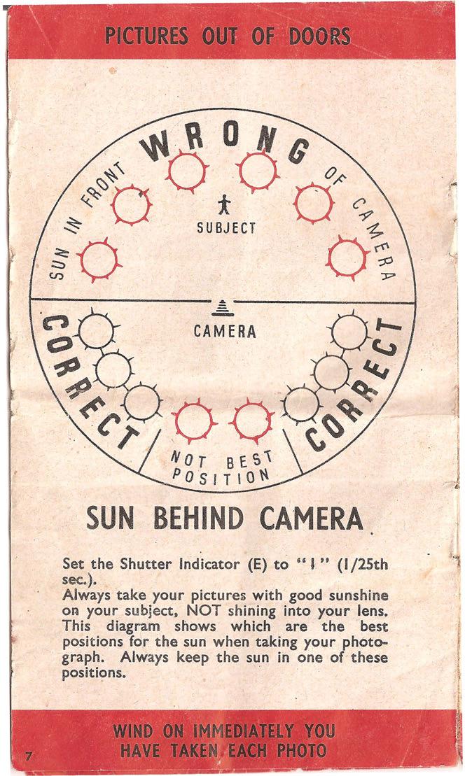 SUN BEHIND CA'MERA Set the Shutter Indicator (E) to is', n (1/25th sece.). Always 'take your picture5 with good sunshine OR your subject.
