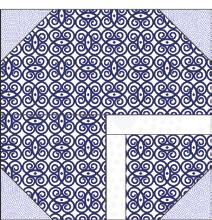 Referring to Diagram 13 and noting orientation of the pieces, sew three pieces together in the following order: Block D, one 1½" x 8½" Fabric J (white tonal) rectangle, Block C for  Block Row 4