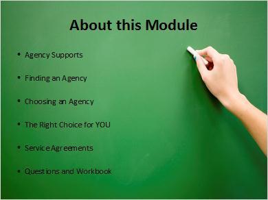 1.2 About this Module In this Module, you will learn about working with employment service providers.