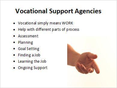 1.3 Vocational Support Agencies In Module 7, you learned about different parts of the process of getting a job.