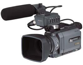 Photo shows portable tuner mounted on a microphone stand Photo shows portable tuner mounted on a HVR-Z1 HDV camcorder Portable Tuner and