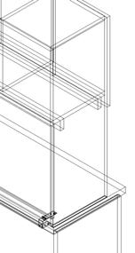 The extrusion should be trimmed from the end of the worksurface to a point 4 from the end, or cut a 3-1/4 wide space from the inside edge of the end panel, if the cabinet does not run from one end of