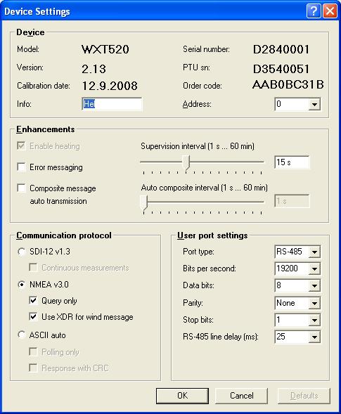 NOTES: These settings apply if using the RS-485 protocol, if you are using the RS-232 protocol, the only setting that would be different to those above would be the port type, which would be