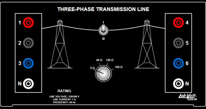 Three-Phase Transmission Line The Three-Phase Transmission Line consists of three iron-core inductors. The inductors are specifically designed to simulate a high-voltage ac transmission line.
