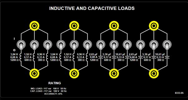 Inductive and Capacitive Loads The Inductive and Capacitive Loads module consists of six iron-core power inductors and 6 oilfilled capacitors, with each type of load grouped into two identical banks.