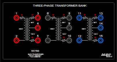 Three-Phase Transformer The Three-Phase Transformer consists of three identical single-phase transformers. Each winding can be used as either a primary or a secondary.