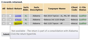 Alabama returns whether they are Single or Consolidated returns. FIGURE 4:5 FIGURE 4:6 2.