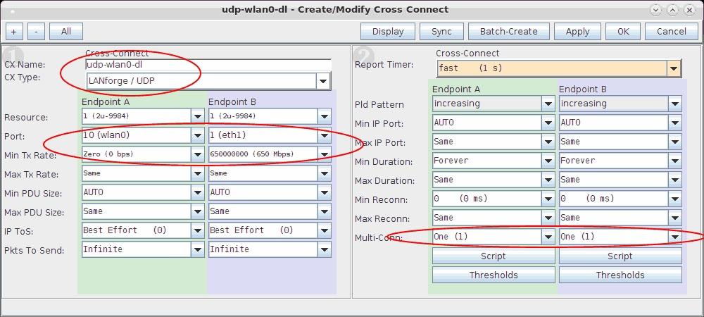 A. Go to Layer-3 tab and click Create to build a UDP connection. Select the Protocol, ports, rates, and use Multi-Conn 1 so that separate processes are created for optimal throughput performance.