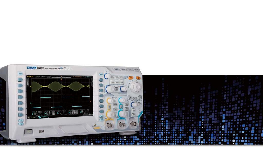 DS2000E Series Digital Oscilloscope 100 MHz and 200 MHz bandwidth models 2 analog channels, 50 Ω input impedance (standard) Vertical range: 500 μv/div ~ 10 V/div Real-time sample rate: up to 1 GSa/s