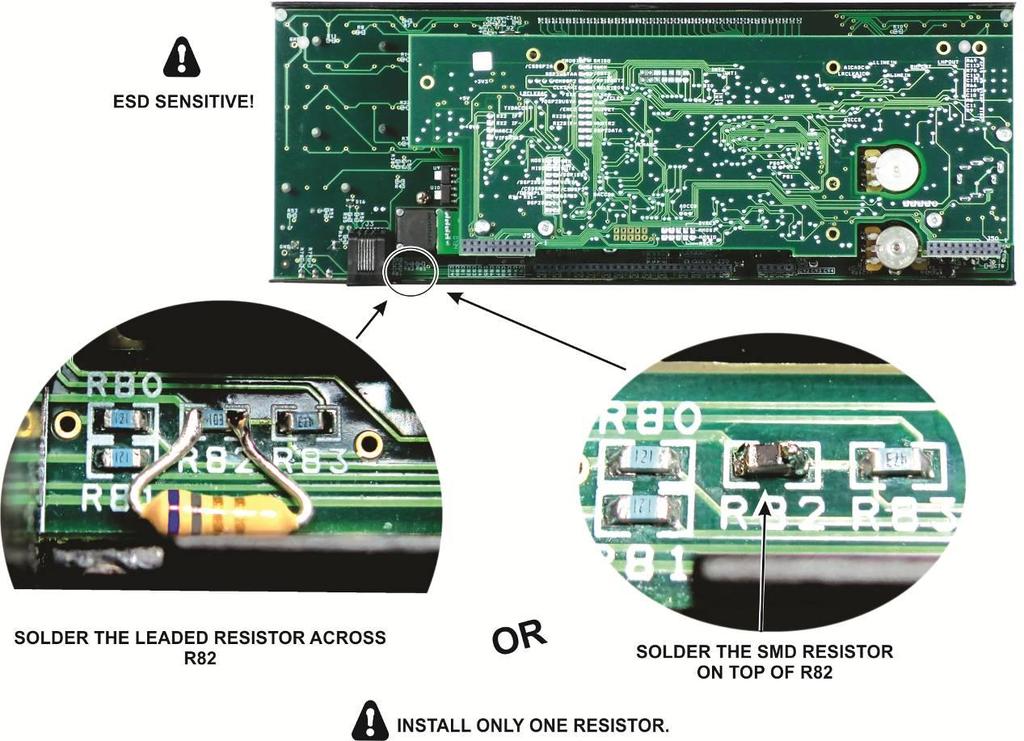 Installing the Modification and Reassembling the Transceiver. Install either the leaded resistor or the SMD resistor across R82 on the back of the front panel assembly as shown in Figure 8.