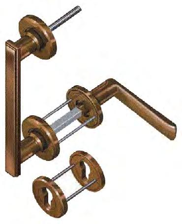 Door Furniture Part No. F44/1/2/3 Lever/pull furniture un-sprung lever handles on roses complete with split spindle and fixing screws.